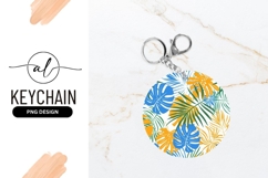 Colorful Tropical Leaves Round Keychain Png Product Image 1