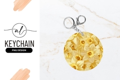 Golden Daffodils Floral Pattern Round Keychain Png Product Image 1
