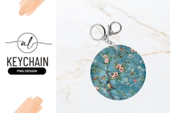 Floral Bird Branch Round Keychain Png Product Image 1