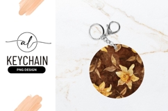 Watercolor Daffodils On Brown Round Keychain Png Product Image 1