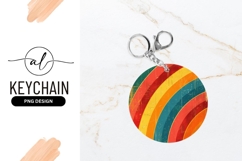 Retro Striped Circle Round Keychain Png Product Image 1