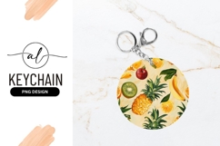 Vintage Tropical Fruits Round Keychain Png Product Image 1