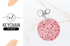 Heart Vines Pink Background Round Keychain Png Product Image 1