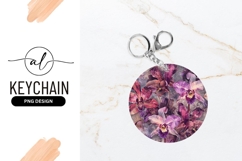 Elegant Orchid Floral Design Round Keychain Png Product Image 1