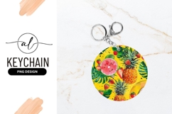 Tropical Fruit Watercolor Round Keychain Png Product Image 1