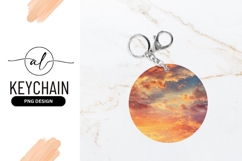 Vibrant Orange Clouds Round Keychain Png Product Image 1