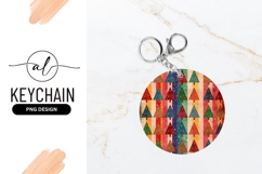 Colorful Christmas Trees Pattern Round Keychain Png Product Image 1