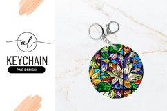 Colorful Floral Round Keychain Png Design Product Image 1