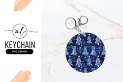 Watercolor Christmas Tree Round Keychain Png Product Image 1