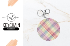 Pastel Plaid Circle Round Keychain Png Product Image 1