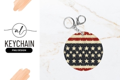 Distressed American Flag Round Keychain Png Product Image 1