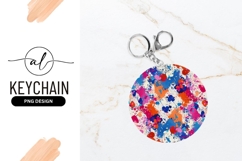 Colorful Abstract Splatter Art Round Keychain Png Product Image 1