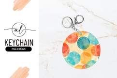 Abstract Circles In Teal Orange And Yellow Round Keychain Product Image 1