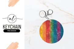 Rainbow Floral Round Keychain Png Design Product Image 1