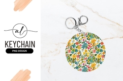 Colorful Wildflower Seamless Pattern Round Keychain Png Product Image 1