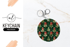 Christmas Trees With Red Bows Round Keychain Png Product Image 1
