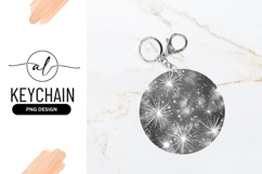 Abstract Silver Sparkle Design Round Keychain Png Product Image 1