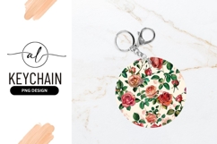 Floral Rose Pattern Round Keychain Png Product Image 1