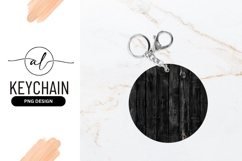 Black Wooden Planks Round Keychain Png Design Product Image 1