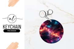 Round Keychain With Nebula Design Product Image 1