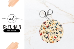 Abstract Colorful Butterfly Pattern Round Keychain Png Product Image 1