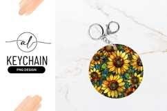 Sunflower Stained Glass Round Keychain Png Image Product Image 1