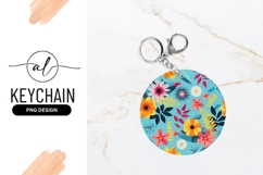 Colorful Floral Pattern Round Keychain Png Product Image 1