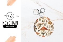Vintage Mushroom Botanical Illustration Round Keychain Png Product Image 1