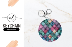 Decorative Round Keychain Padded Textile Pattern Design Product Image 1