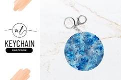 Blue Floral Round Keychain Background Texture Product Image 1