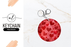 Red Hearts Pattern Round Keychain Design Product Image 1