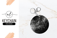 Abstract Black And White Round Keychain Design Product Image 1