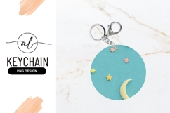 Turquoise Round Keychain With Moon And Stars Product Image 1