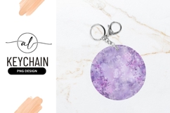 Abstract Purple Watercolor Floral Round Keychain Design Product Image 1