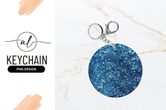 Blue Glitter Texture Round Keychain Background Product Image 1