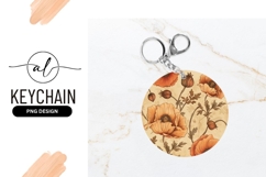Poppy Flowers Artistic Round Keychain Design Product Image 1