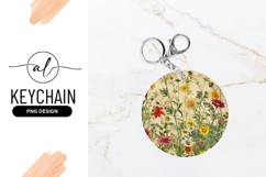 Vintage Floral Illustration For Round Keychain Design Product Image 1