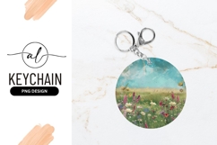 Round Keychain Meadow Wildflowers Artistic Product Image 1