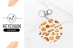 Sweet Bakery Pastries Round Keychain Pattern Product Image 1