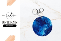 Blue Galaxy Circular Round Keychain Template Product Image 1