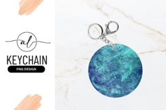 Blue Round Keychain With Swimming Koi Fish Product Image 1