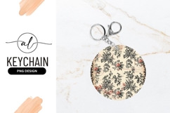 Vintage Floral Pattern On Round Keychain Design Product Image 1