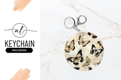 Butterfly Pattern Round Keychain Graphic Design Product Image 1