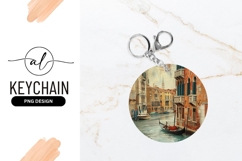 Venice Canal Gondola Round Keychain Souvenir Product Image 1