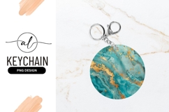 Teal And Gold Abstract Round Keychain Design Product Image 1