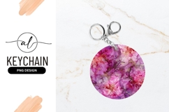 Pink And Gold Alcohol Ink Round Keychain Product Image 1