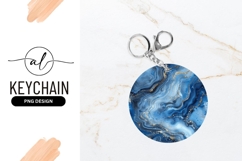 Blue And Gold Round Keychain Marble Pattern Product Image 1