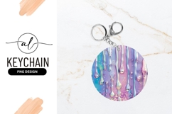 Iridescent Liquid Drips Round Keychain Design Product Image 1