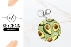 Avocado Halves Pattern Round Keychain Design Product Image 1