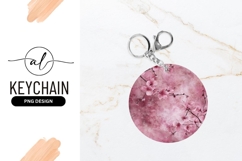 Pink Cherry Blossom Round Keychain Design Product Image 1